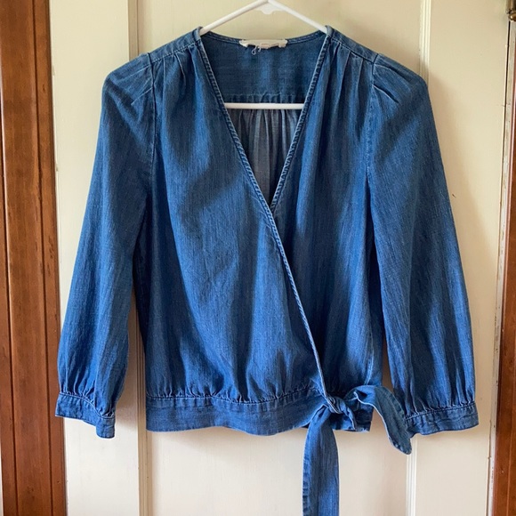 Madewell Denim Wrap Top - Picture 3 of 5